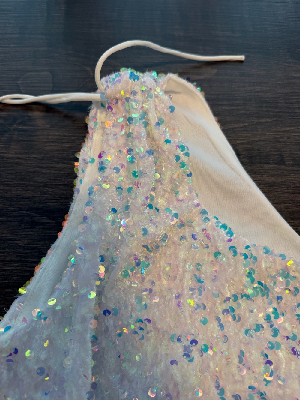Lucy in the Sky Iridescent White One-Shoulder Sequin Mini Dress - Picture 5 of 6